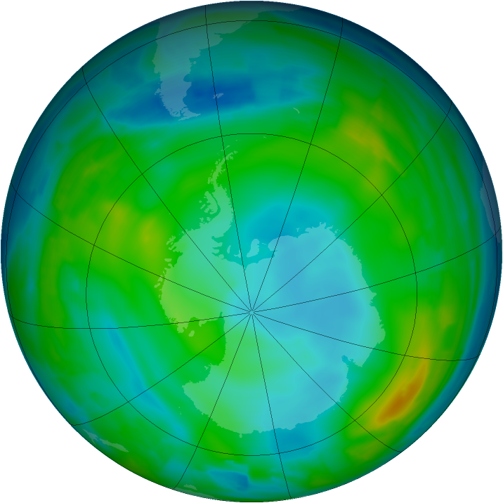 Antarctic ozone map for 12 June 2009